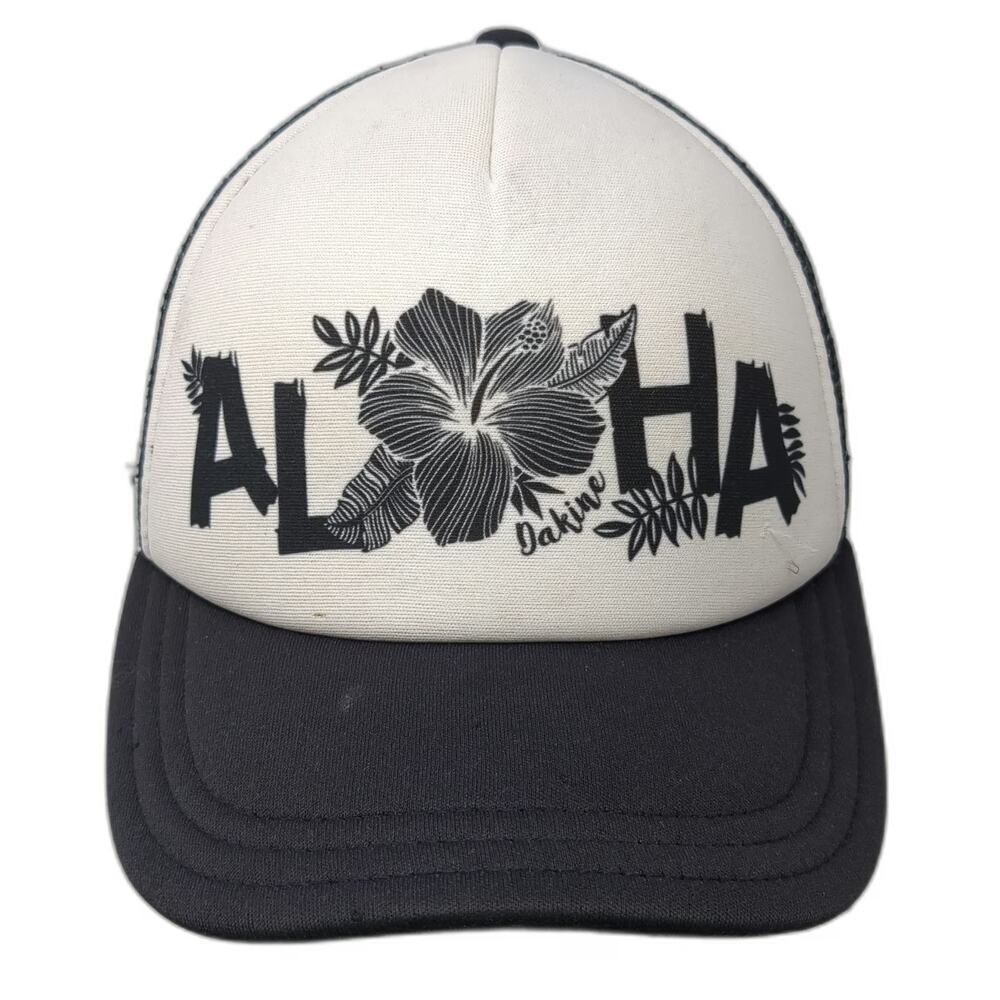 Dakine Trucker Hat Black OSFM Aloha Hibiscus Flower Foam Mesh Snapback Tropical